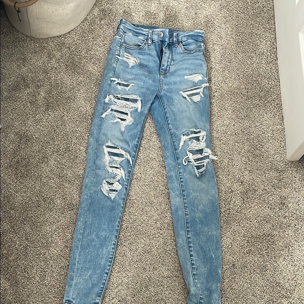 Women's Distressed Blue Jeans